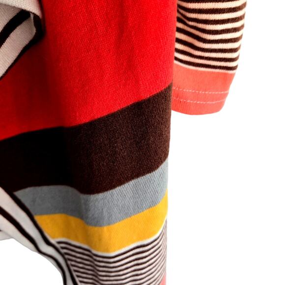 Myobe Women's Sweater Cardigan Medium M Striped Orange Brown Misses Size 8 10 - Picture 5 of 8